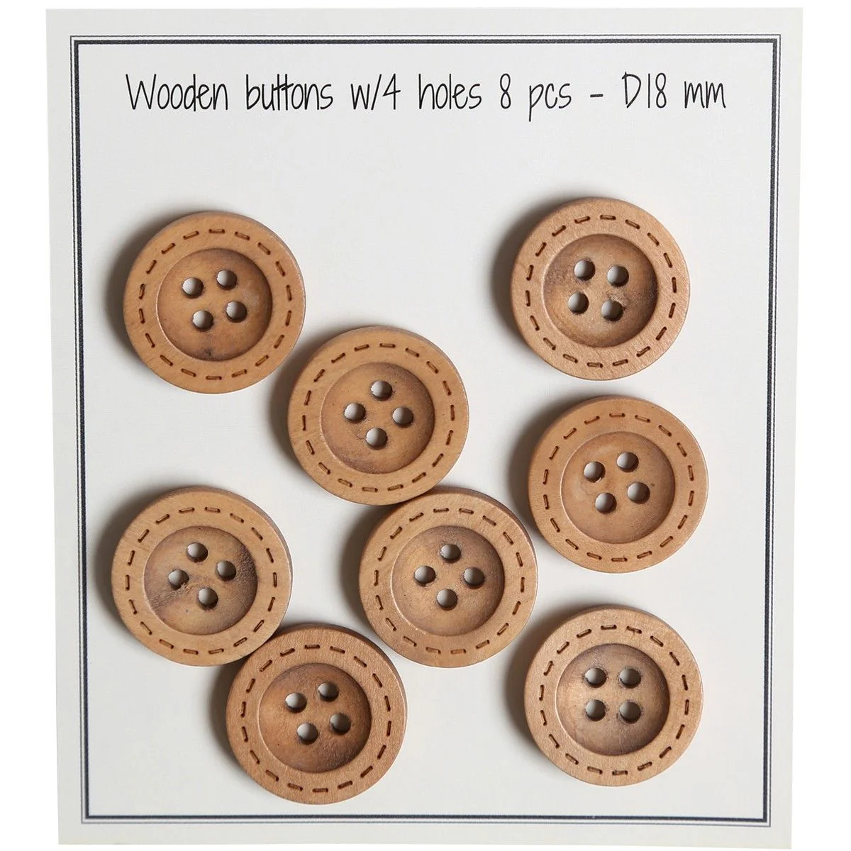 Puunapit - Round Groove - Ommelkuvio - 8 kpl