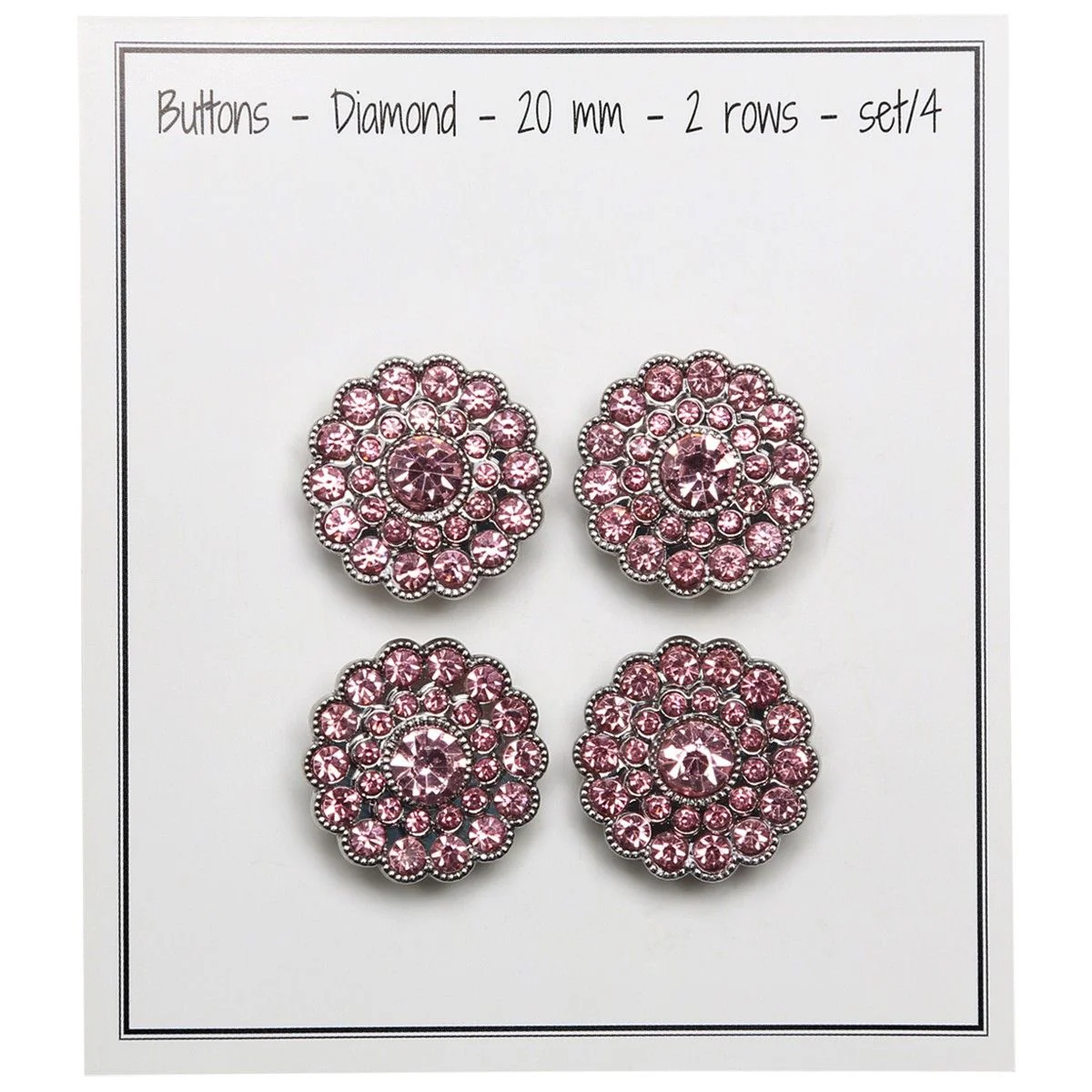 Bling-Napit - Pienet kivet - Vaaleanpunainen - 4 kpl - Image 2